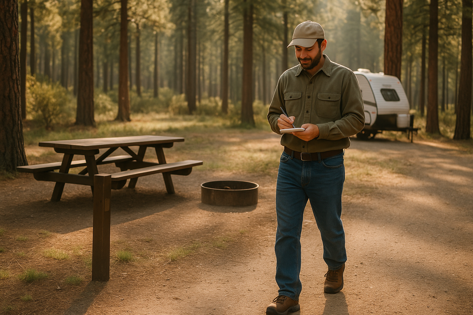 Camp host walking the loop